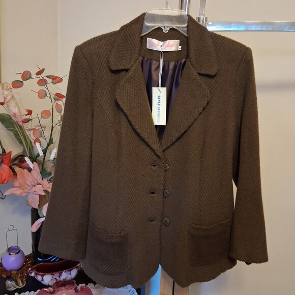 NWT Comfy Lined Brown Blazer Jacket Spring Fall Winter Jackets Tag Size M - Picture 9 of 12
